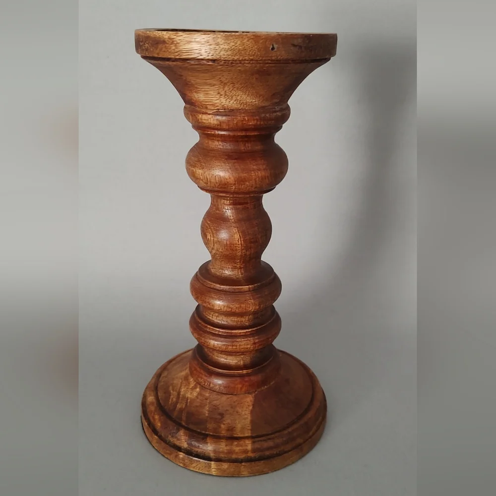 Wood Candle Holder  Size Medium Brown Unbranded New With Out Tag Rustic